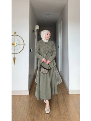Trendparis Retro Yaka Kuşaklı Ikili Takım