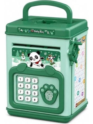 Defne Store Atm Şifreli Çocuk Para Kumbarası – Parmak Izi Sensörlü, Çevirmeli Para Çekme Sistemli, Müzikli Taşınabilir Kasa (Panda)