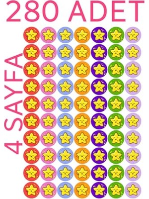 Şanal 280 Li Yıldız Sticker Çıkartma, Okul, Tebrik, Kutlama Stickerı, Motivasyon Setleri