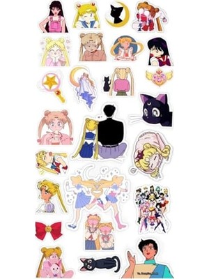 Şanal Sailor Moon Sticker Laptop Tablet Telefon Ajanda Bullet Journal Motor Sticker Suya Dayanıklı