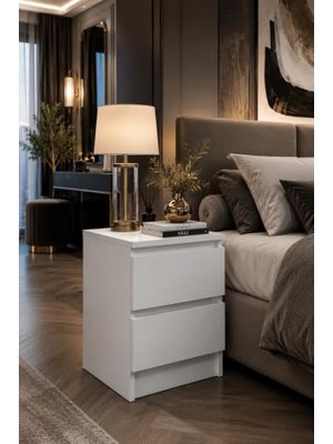 Defne Store Mesa 2 Çekmeceli Komodin, Başucu Dolabı, Yatak Yanı Sehpası, Modern Komodin