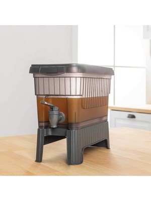 Şanal Musluklu ve Ayaklı Buzdolabı Sebili, Su Sebili, Limonata, Portakal Suyu, Piknik, Balkon, Seyyar Masa Sebili, 4 Litre (Şeffaf Siyah)