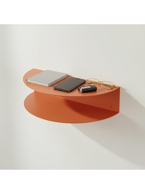 Defne Store Metal Duvar Rafı Anahtarlık Telefonluk Antre Koridor Dekoratif Organizer Oval Raf 35X12X12 cm (Somon)