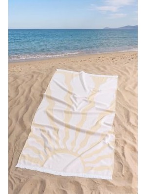 Şanal Hella |%100 Pamuk Saçaklı Plaj Havlusu | 80X150 cm (Sarı) Sarı