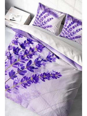 aklow akyoleticaret Lavander 3D Pamuk Saten Çift Kişilik Nevresim Takımı, MONOHOME16838