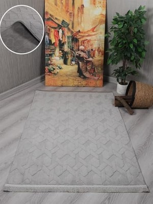 aklow akyoleticaret Modern Dekoratif Lara Dokuma Salon Oturma Odası Balkon Mutfak Halısı Koridor Yolluğu 9401B Gri 100 x 200