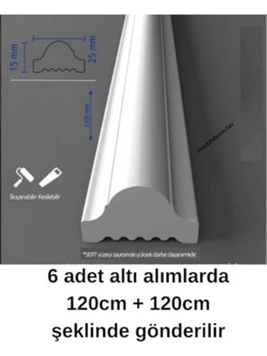 aklow akyoleticaret Boyanabilir Dekoratif Pvc Duvar Çıtası 2.5 cm 1 Boy 240 cm Duvar Süsleri Koridor Salon Çıta Tasarım