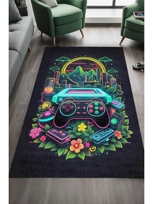 aklow akyoleticaret Tant Şönil Oyuncu Odası Halısı Kaymayı Önleyici Pamuk Tabanlı Yıkanabilir Antibakteriyel Gamer, Gaming Halısı 120X180
