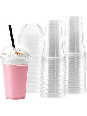 Şanal Kapaklı Milkshake Bardağı 400ML, 100 Adet Soğuk Içecek Için