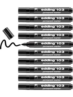 aklow akyoleticaret 103 Permanent Markör Kalem Yuvarlak Uç 1,5-3 mm Siyah ED10301 (10'lu Paket)