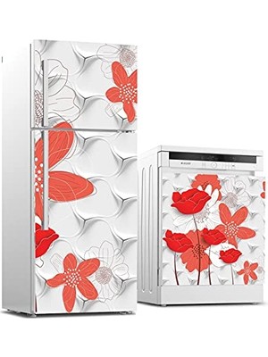 aklow akyoleticaret Buzdolabı ve Bulaşık Makinesi Beyaz Eşya Sticker Kaplama 3D Dekor Çiçek