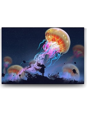 aklow akyoleticaret Renkli Denizanası Tablosu - 100X70 cm