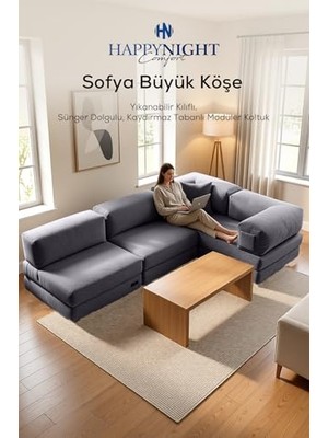 aklow akyoleticaret Sofya Büyük Köşe Aktivite ve Oyun Koltuğu, 270X180 Cm, Antrasit
