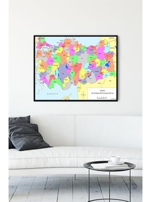 aklow akyoleticaret (PSTER13720) Türkiye Haritası Eğitim Çerçeveli Tablo (30 x 40 Cm)