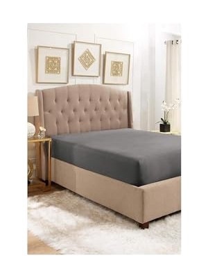 aklow akyoleticaret Lastiksiz Çift Kişilik Düz Renk Çarşaf 220X240 cm Antrasit, Lastiksizcift