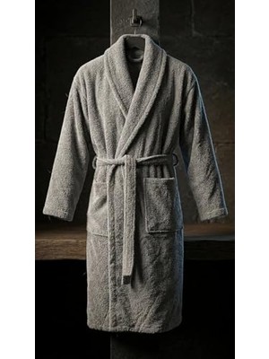aklow akyoleticaret %100 Pamuk Şalyaka Gri Bornoz, Xl