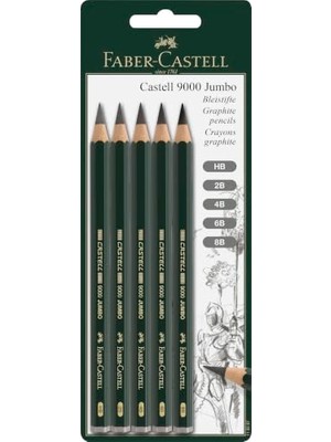 aklow akyoleticaret Castell 9000 119200 Kurşun Kalem, Kauçuk Uçlu, Sertlik Derecesi Hb Jumbo Set Hb, 2b, 4b, 6b & 8b