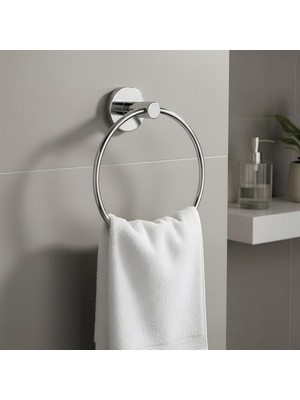 aklow akyoleticaret 16 cm Yuvarlak Vidalı Krom Kaplama Havluluk