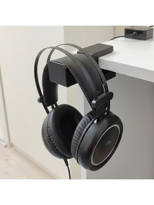 Şanal Ergonomik Siyah Masa Kenarı Kulaklık Standı, Asılabilir ve Sağlam Tasarım ile Kullanım Kolaylığı