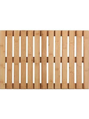 aklow akyoleticaret Küvet ve Duş Matı, Iç ve Dış Mekan Bambu, 40 x 60 Cm, Kaymaz Tabanlı, Doğal