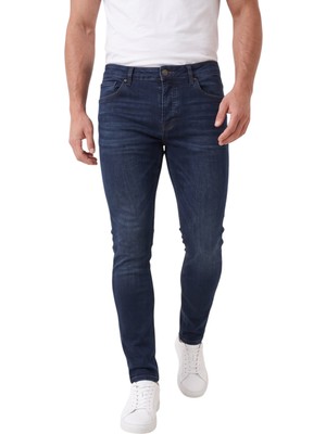 Deepsea Erkek Slim Fit Likralı Yumuşak Dokulu Jean – Esnek Dar Paça Lacivert Kot Pantolon 2602167