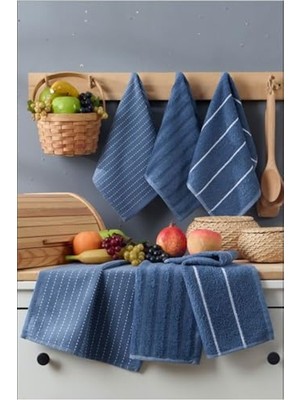Şanal Mira Home 6 Lı El Yüz Mutfak Havlusu Seti Sophia 30 x 50 cm (Lacivert)