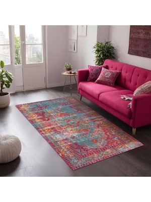aklow akyoleticaret Kadife Kaymaz Pamuk Tabanlı Yıkanabilir Antibakteriyel Salon Halısı 120X180