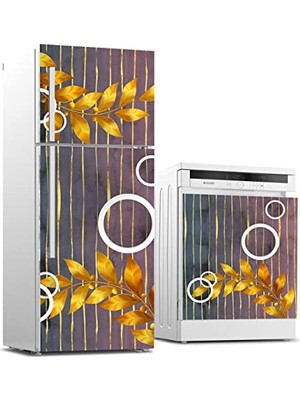 aklow akyoleticaret Altın Yaprak Desenli Beyaz Eşya Sticker Kaplaması