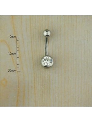 Defne Store Çelik Tek Taşlı Göbek Piercing, Grii