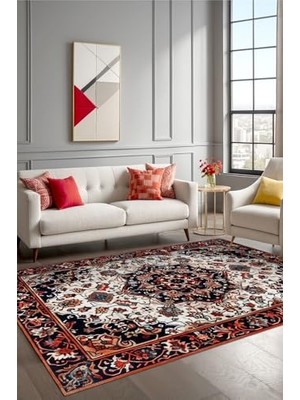 aklow akyoleticaret Artona Vintage Şönil Kaymayı Önleyici Doğal Pamuk Tabanlı Yıkanabilir Antibakteriyel Çevre Dostu Salon Halısı 200X300