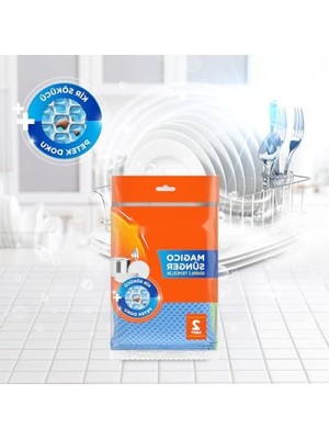Şanal Petek Dokulu Bulaşık Süngeri, 2'li Paket, Çizmez Kir Sökücü