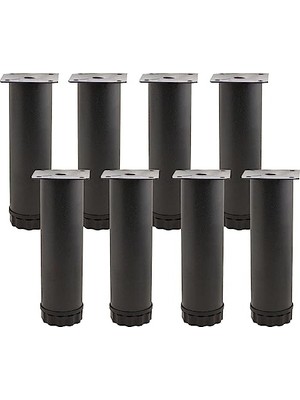 aklow akyoleticaret 8 Adet Ayarlanabilir Metal Mobilya, Kanepe ve Baza Ayağı, 15 Cm, Siyah