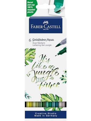 aklow akyoleticaret Goldfaber Aqua Çift Uçlu Kaligrafi Markörü, 6'lı, Jungle