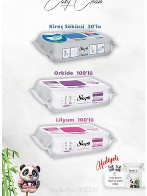 aklow akyoleticaret Lilyum ve Orkide Katkılı 100'LÜ, Kireç Sökücü 30'lu Temizlik Havlusu ve Rosie Hediye