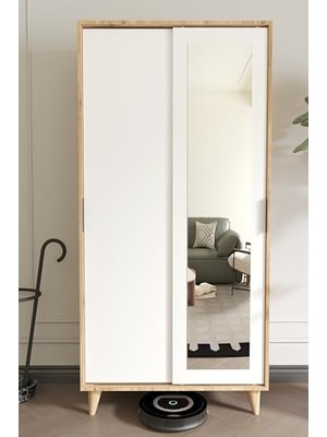 aklow akyoleticaret Noventa Pine White Portmanto Vestiyer Ayakkabılık Aynalı 2 Sürgü Kapaklı