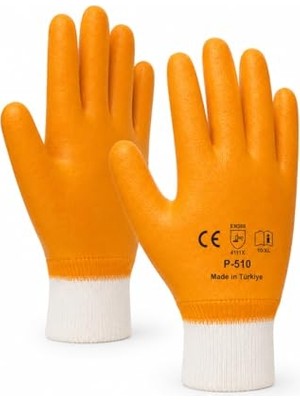 aklow akyoleticaret P-510 Sarı Beyaz Tamamı Nitril Kaplama Iş Eldiveni 10 Xl, Ce Belgeli EN388