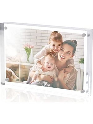 aklow akyoleticaret Akrilik Resim Çerçevesi; 13 x 18 Cm, Serbest Duran, Şeffaf Kristal, Çift Taraflı Mıknatıs, 13 cm x 18 cm Resim Çerçevesi, Ofis Masaüstü Manyetik 13 x 18 Lucite Fotoğraf Çerçevesi, Stand