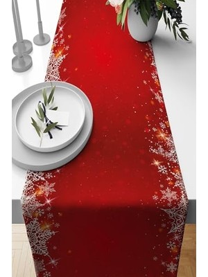 aklow akyoleticaret Kırmızı Yeniyıl Yılbaşı Noel Christmas Runner Masa Örtüsü 40X140 cm RNR632