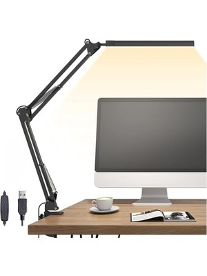aklow akyoleticaret Akrobat LED Masa Lambası; Gün Işığı ve Sarı Işık Modu, Ayarlanabilir Parlaklık, Kontrol Panelli, 3 Eksen Hareket Manevrası, USB Girişli Katlanır Okuma Işığı Masa Lambası