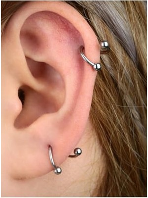 aklow akyoleticaret Siyah Gümüş Spiral Burgu Çelik Piercing, 2 Adet