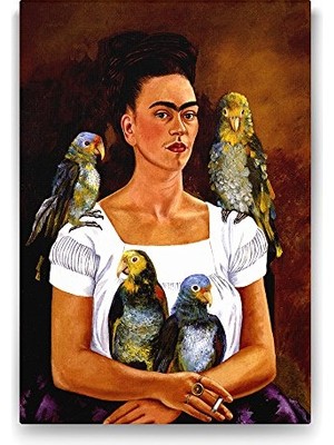 aklow akyoleticaret Me And My Parrots Eseriyle Frida Kahlo Tablosu 100X140 cm