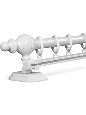 aklow akyoleticaret Beyaz Tek Raylı Ahşap Rustik Perde Askısı (225 Cm)