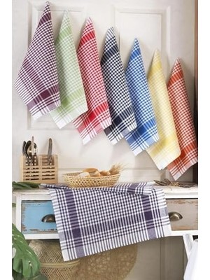 aklow akyoleticaret 8 Adet Pötikareli Mutfak Kurulama Bezi 50X70 cm Çok Renkli, 50 x 70