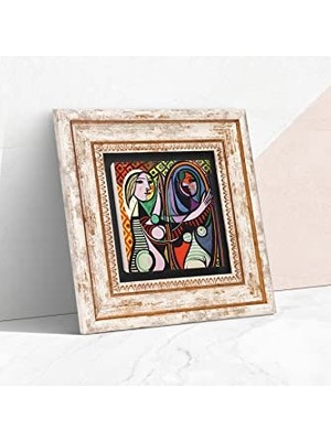 aklow akyoleticaret Picasso Aynadaki Kız Taş Duvar Tablosu, Çerçeveli, K1-301