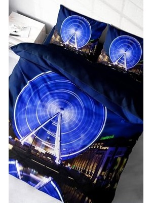 aklow akyoleticaret London Eye 3D Pamuk Saten Çift Kişilik Nevresim Takımı, MONOHOME3466