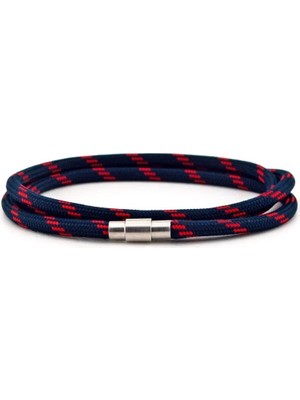aklow akyoleticaret Lacivert Kırmızı Paracord Üç Sıra Sarma Erkek Bileklik BT545