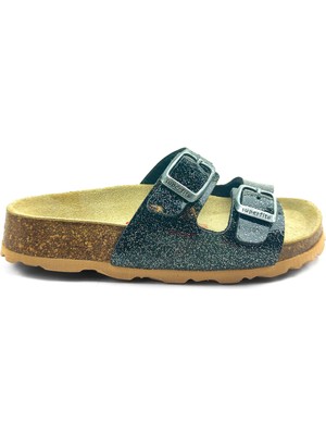 Superfit Ortopedik Çocuk Terlik Çift Bantlı F 800111-0100 - Siyah Simli Schwarz / Sılber