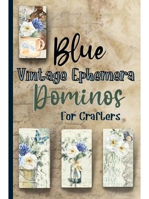 aklow akyoleticaret Blue Vintage Ephemera Dominos El Sanatları Için Dikdörtgen Kolye Sanatı Kolaj Kâğıtları