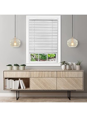 aklow akyoleticaret Home Furnishings; White Cordless Gıı Luna 2" Vinil Venetian Blind, 30" x 64"