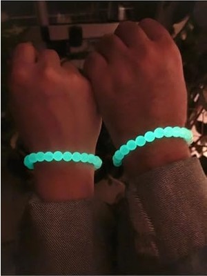 aklow akyoleticaret 2 Adet Unisex Karanlıkta Parlayan Fosforlu Kedigözü Sevgili ve Arkadaşlık Bilekliği, Yeşil Tek Ebat